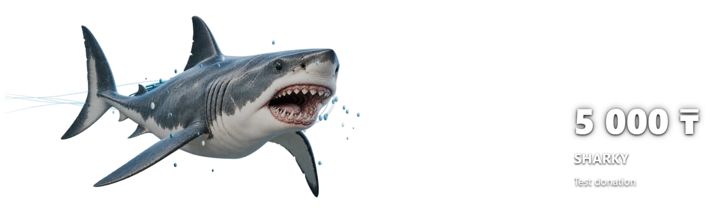 Алерт KaspiDonate с донатом SHARKY на 5 000 тенге